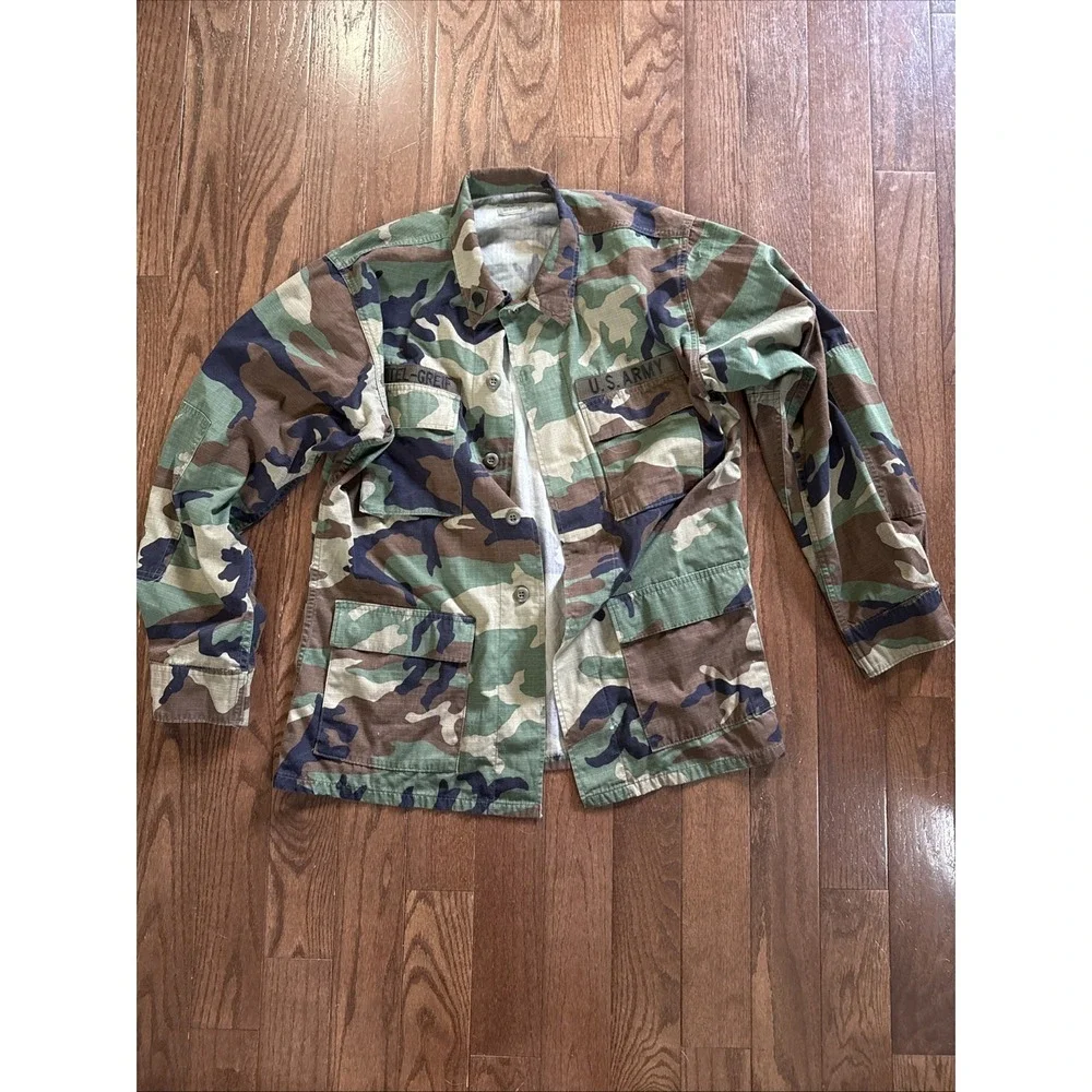 Military Coat Men Medium Short Hot Weather Woodland Camouflage Combat Pattern